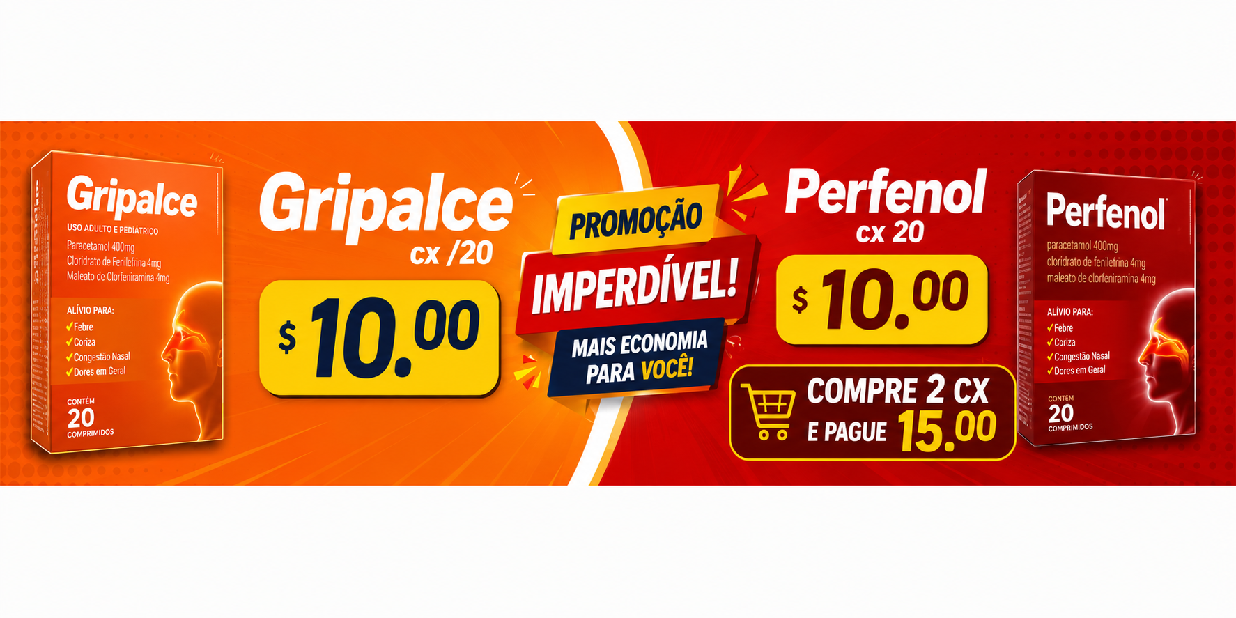 Promoção gripalce cx 20 e perfenol cx 20 apenas 10 uns 2 cx 15.00